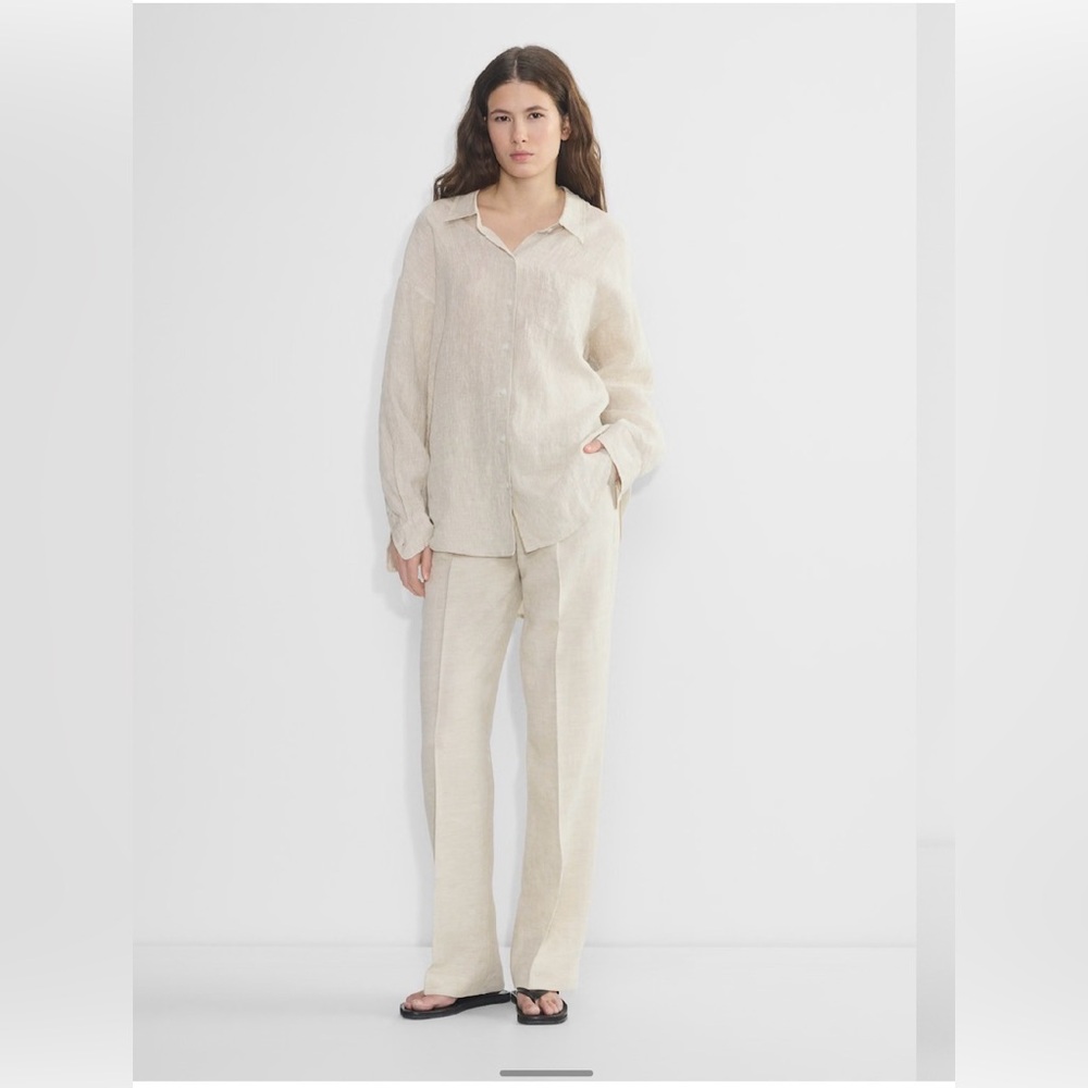 Wilfred effortless Straight Leg Linen-Blend Pants in Light Ivory
